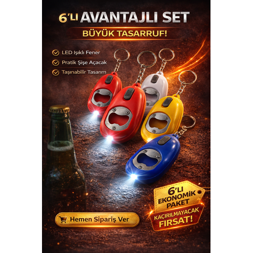Mini LED Anahtarl�k Fener A�acak I��kl� �i�e A�acak Anahtarl�k 6 Adet