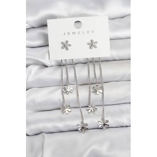 Papatya Model G�m�� Renk Pirin� Sallant�l� Kad�n K�pe