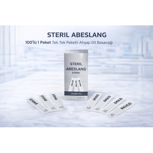 Steril Abeslang 100'l� 1 Paket Tek Tek Paketli Ah�ap Dil Basaca�� Medikal Spatula
