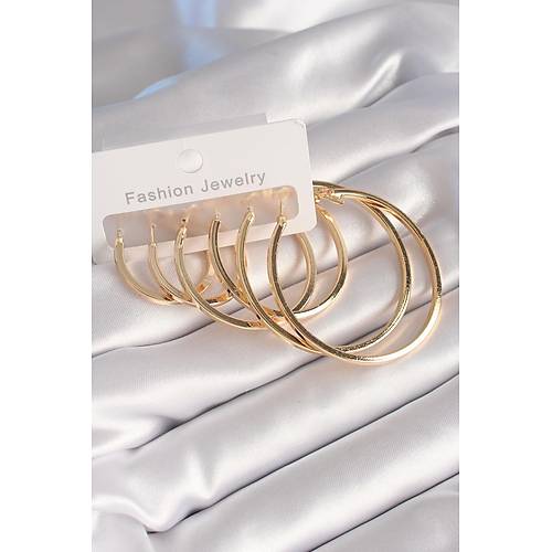 Pirin� Gold Renk Halka Model Kad�n K�pe Seti