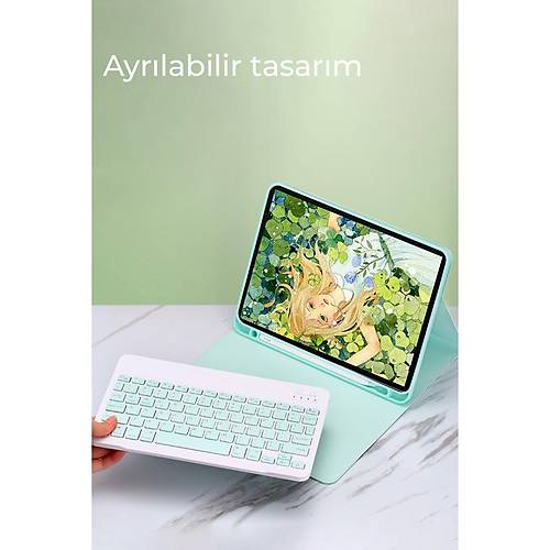 iPad Pro 11 (2022) K�l�f KC01 Smart Klavyeli Tablet K�l�f� - Derin Mor