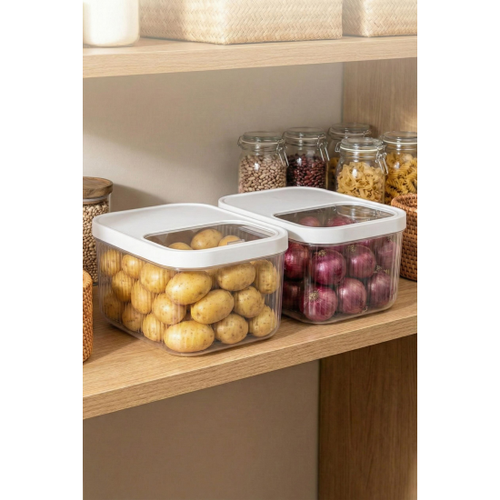 2'Li 12 LT Multibox Beyaz Kayar Kapakl� Saklama Kab� & Erzak Kab� & Patates So�an Kovas�