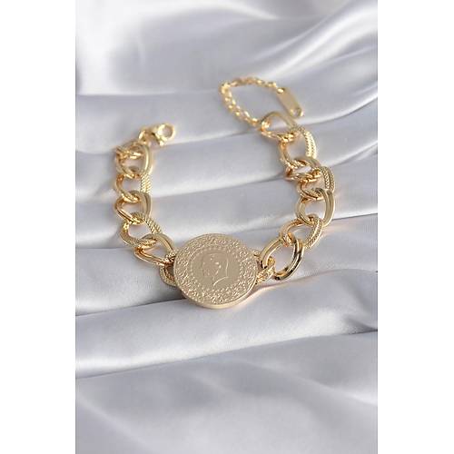 316L �elik Gold Renk Tam Alt�n Model Samanyolu Kad�n Bileklik