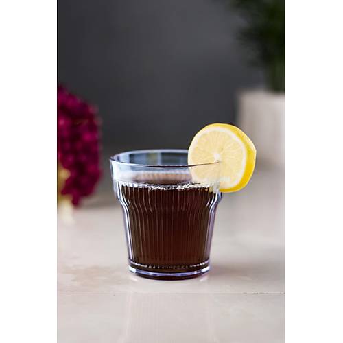 Akrilik Lacivert Tekli K�sa Bardak & Su Me�rubat Kahve Yan� Barda�� 300 ml ( Cam De�ildir )