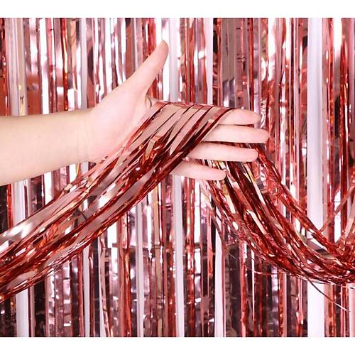 Rose Gold P�sk�ll� Kap� Perdesi - Parti, Bekarl��a Veda, Do�um G�n� 1x2 m
