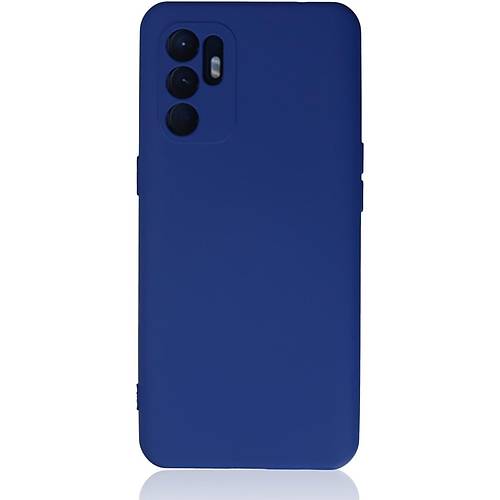 Reno 6 K�l�f Nano i�i Kadife Silikon - Mavi