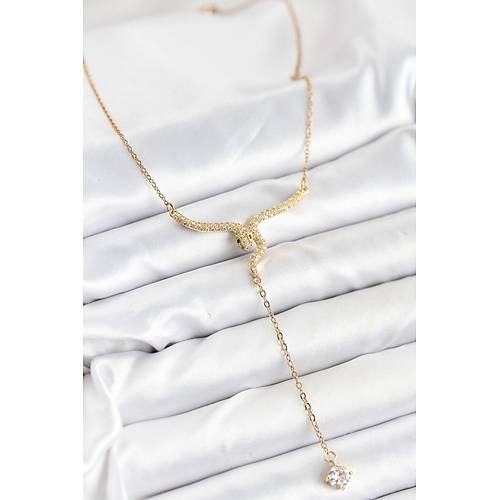 316L �elik Zincir Gold Renk Y�lan Model Y Kolye