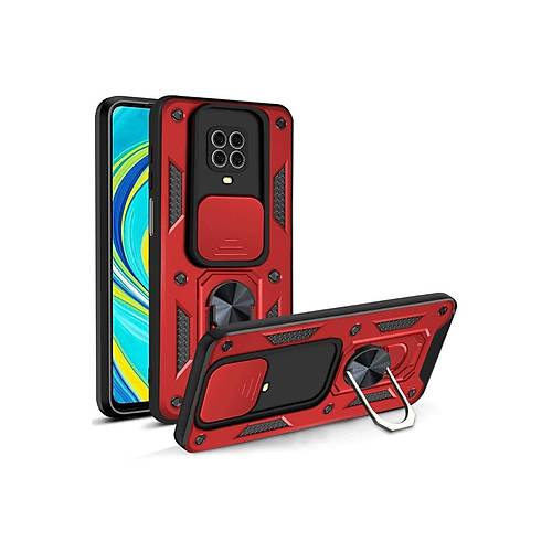 Redmi Note 9 Pro K�l�f Pars Lens Y�z�kl� Silikon - K�rm�z�