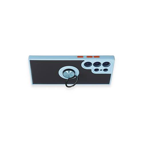Galaxy S23 Ultra K�l�f Montreal Y�z�kl� Silikon Kapak - Buz Mavi