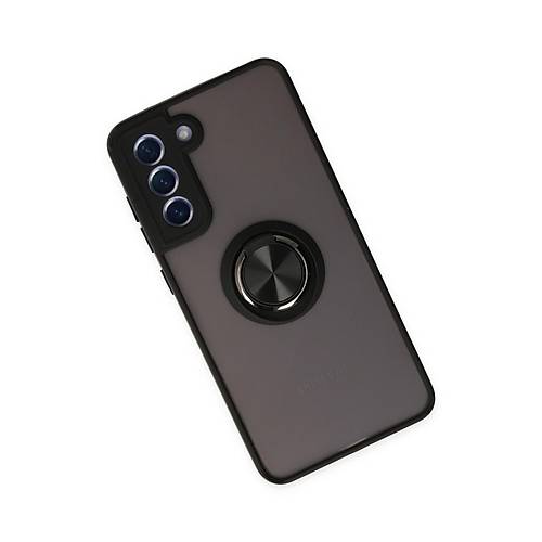 Galaxy S21 FE K�l�f Montreal Y�z�kl� Silikon Kapak - Siyah