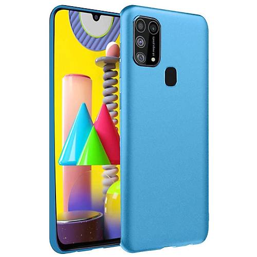Galaxy M31 K�l�f Nano i�i Kadife Silikon - Mavi