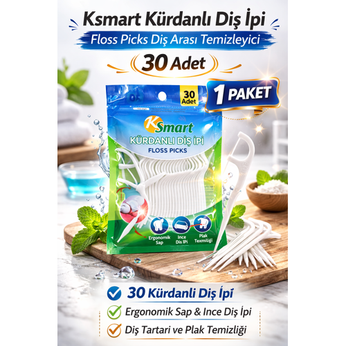 Ksmart K�rdanl� Di� �pi 30 Adet Floss Picks Di� Aras� Temizleyici 1 Paket
