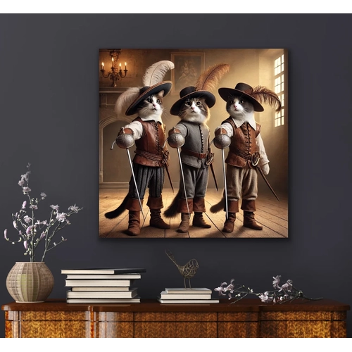 �� Silah��r Kedi Kanvas Tablo 90x90cm