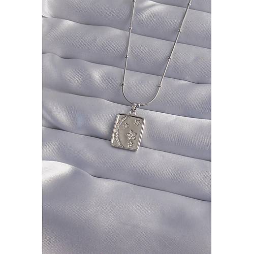 316L �elik Zincir G�m�� Renk Zirkon Ta�l� Ay Y�ld�z Fig�rl� Tarot Kolye