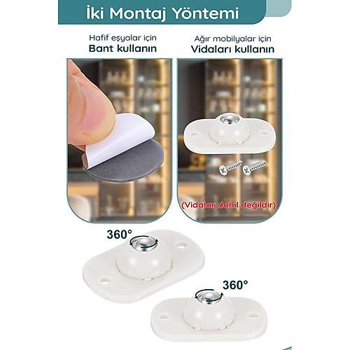 4'l� Mod�ler Tekerlekli Ta��ma Aparat� & 360 Derece D�nebilen Yap��kanl� Pratik E�ya Kayd�r�c�