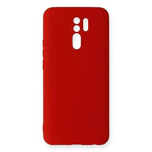 Redmi 9 K�l�f Nano i�i Kadife Silikon - K�rm�z�