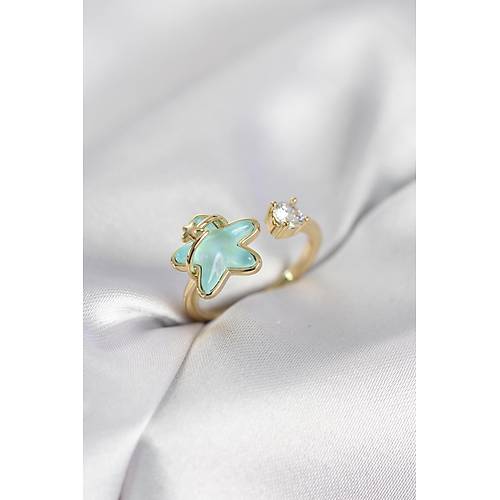 Gold Renk Turkuaz Y�ld�z Model Kad�n Y�z�k