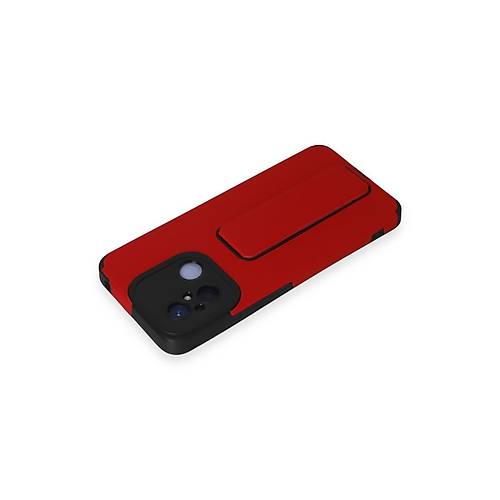 Redmi 12C K�l�f Mega Standl� Silikon - K�rm�z�