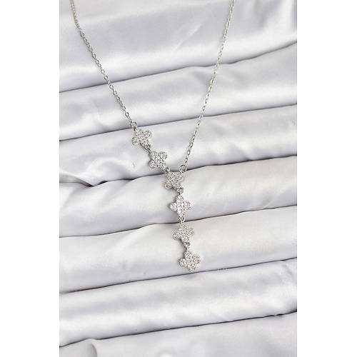 316L �elik Zincir G�m�� Renk Yonca Model Kad�n Kolye