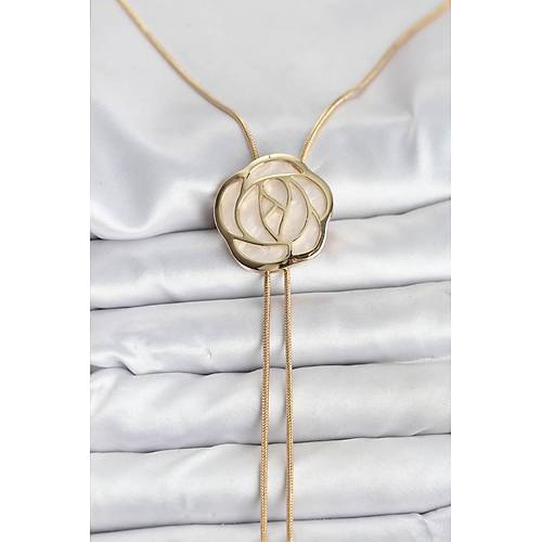Pirin� Gold Renk G�l Model Asans�rl� Kad�n Kolye