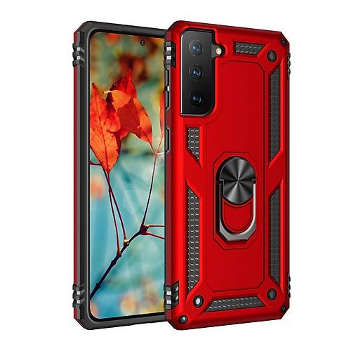 Galaxy S21 K�l�f Sofya Y�z�kl� Silikon Kapak - K�rm�z�