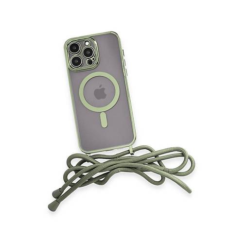 iPhone 12 Pro Max K�l�f Divo Lazer Ask�l� Magsafe Kapak - Koyu Ye�il