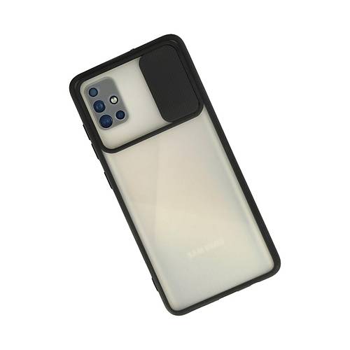 Galaxy A71 K�l�f Palm Buzlu Kamera S�rg�l� Silikon - Siyah