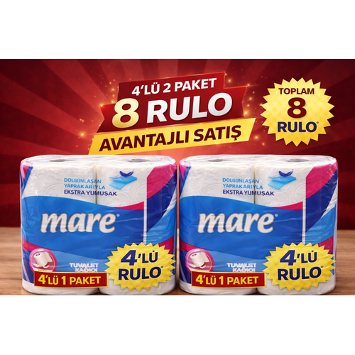 Mare Tuvalet Ka��d� 4'l� Rulo 2 Paket Ekstra Yumu�ak �ift Katl� Dayan�kl� Tuvalet Ka��d�