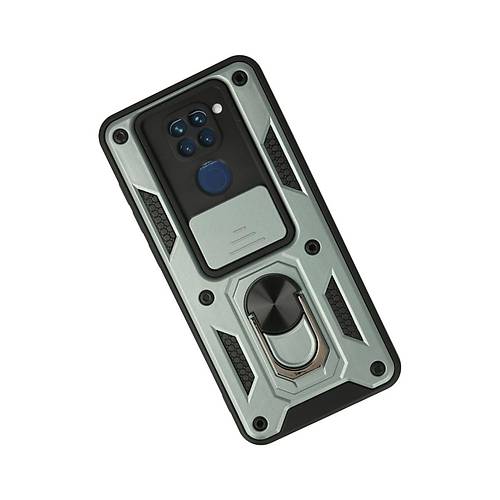 Redmi Note 9 K�l�f Pars Lens Y�z�kl� Silikon - Ye�il