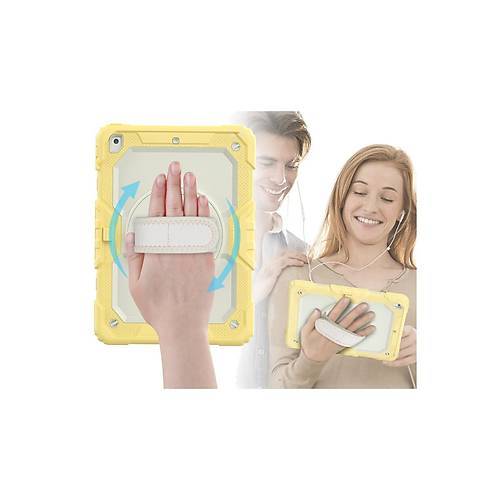 iPad 10.2 (7.nesil) K�l�f Strap New Tablet Kapak - Sar�