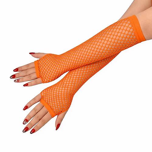 80�ler 90�lar Retro Turuncu File Parmaks�z Eldiven 26 cm