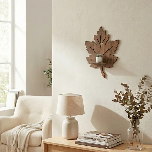 Dekoratif Yaprak Duvar Raf� MDF Lazer Kesim Duvar S�s� Mini Raf Bitki ve Obje Stand�