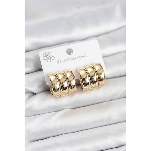 316L �elik Gold Renk 3'l� G�r�n�m Kad�n K�pe