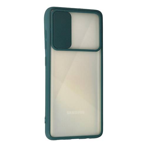 Galaxy A71 K�l�f Palm Buzlu Kamera S�rg�l� Silikon - Ye�il