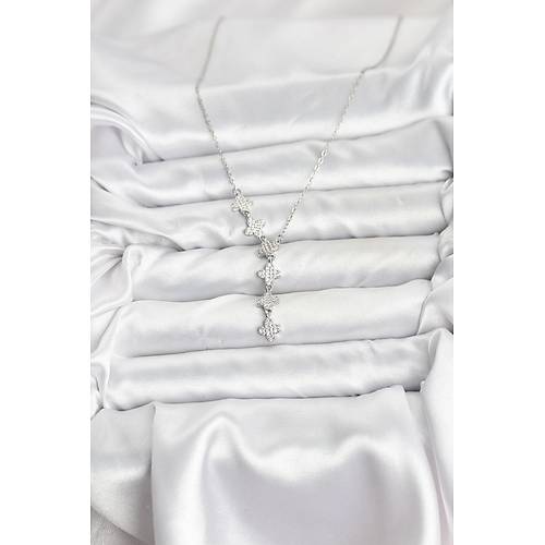 316L �elik Zincir G�m�� Renk Yonca Model Kad�n Kolye