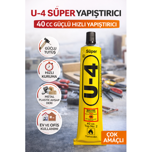U-4 S�per Yap��t�r�c� 40 CC 1 Adet G��l� H�zl� Yap��t�r�c� �ok Ama�l� Metal Plastik Ah�ap Deri Yap��t�r�c�