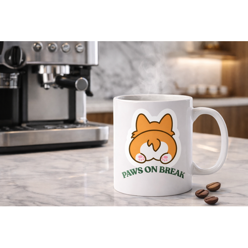 Paws On Break Tasar�ml� Kupa Bardak Model 201 Seramik Bask�l� Kahve Kupas� Dayan�kl� ve ��k Tasar�m