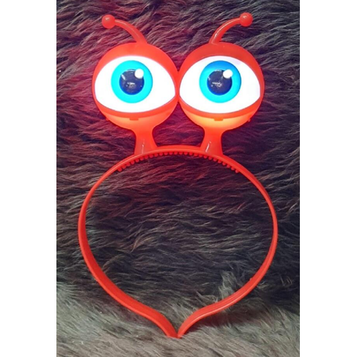 Led I��kl� & Pilli 3 Farkl� Modda Yanan Uzayl� G�z Parti Tac� K�rm�z� Renk 18x12 cm