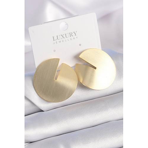 Pirin� Gold Renk Daire Plaka Model Kad�n K�pe