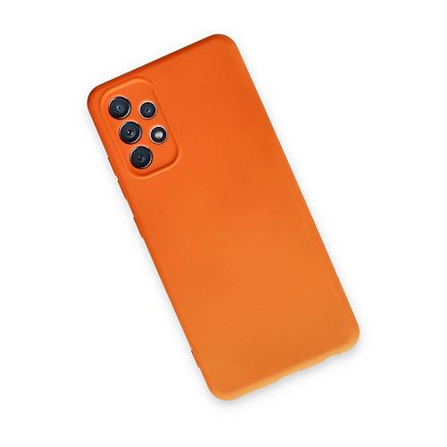 Galaxy A72 K�l�f Nano i�i Kadife Silikon - Turuncu