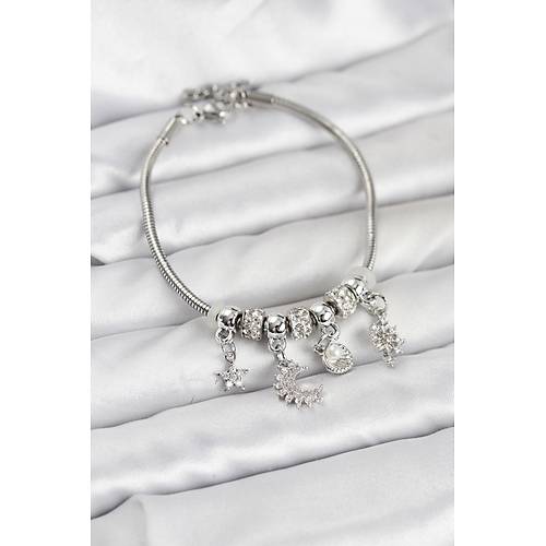 Pirin� G�m�� Renk Ay Charm Model Charml� Kad�n Bileklik