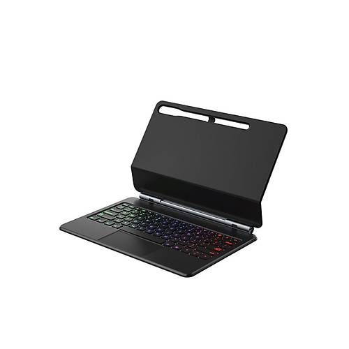 Galaxy T737 Tab S7 FE 12.4 K�l�f Eternal Ledli Klavyeli Tablet K�l�f� - Siyah