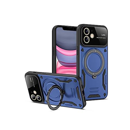 iPhone 11 K�l�f Joy Lens Standl� Kapak - Lacivert