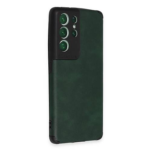 Galaxy S21 Ultra K�l�f Loop Deri Silikon - Ye�il