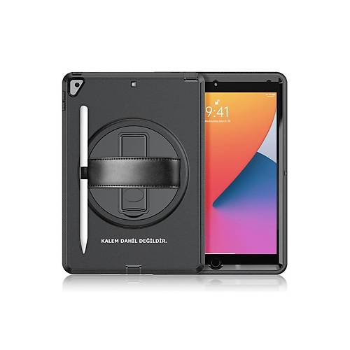 iPad 10.2 (7.nesil) K�l�f Hand Strap Tablet K�l�f� - Siyah