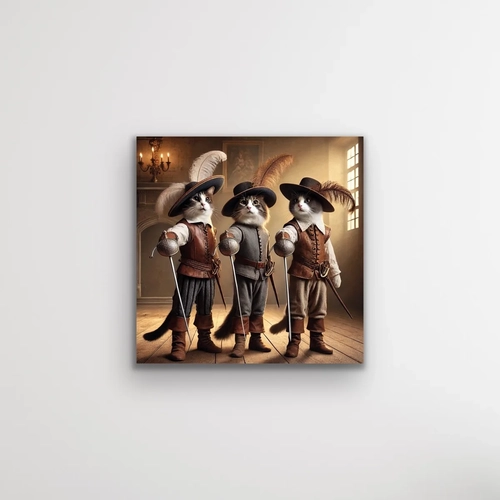 �� Silah��r Kedi Kanvas Tablo 90x90cm