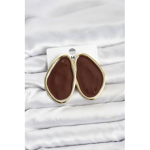 Pirin� Kahverengi Mineli Damla Model Vintage Plaka Kad�n K�pe