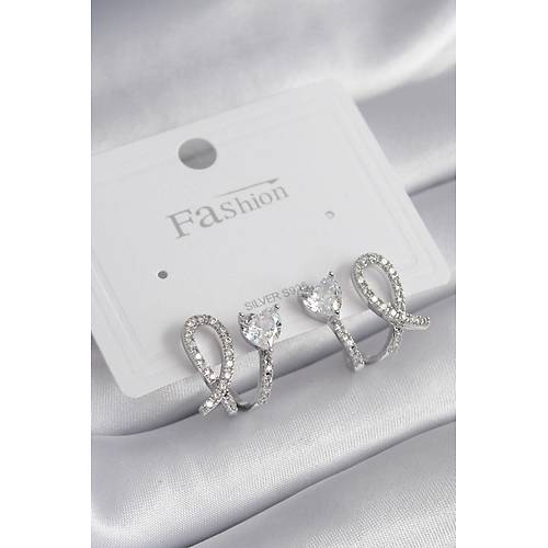 Pirin� G�m�� Renk Kalp Model Zirkon Ta�l� Kad�n K�pe