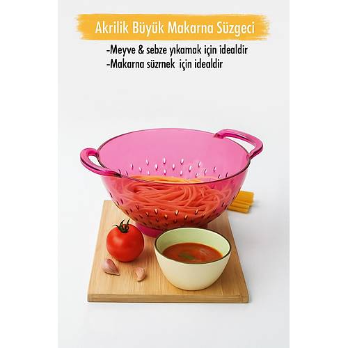 Akrilik Pembe Makarna S�zge�i & Sebze Meyve S�zge�i
