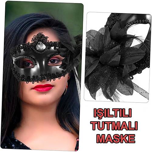 Siyah I��lt�l� Tutmal� Foto�raf �ekimi Maskesi 18x29 cm
